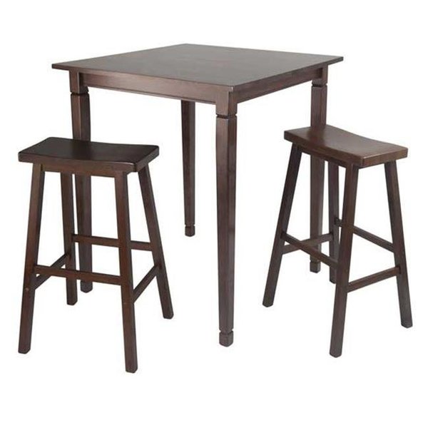 Winsome Trading Winsome Trading 94300 3pc Kingsgate High- Pub Dining Table with Saddle Stool 94300